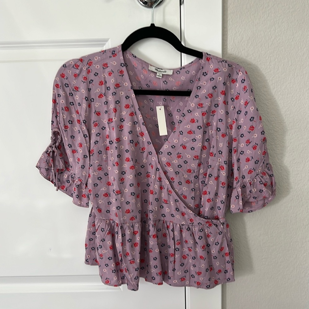 Madewell top in purple flory print